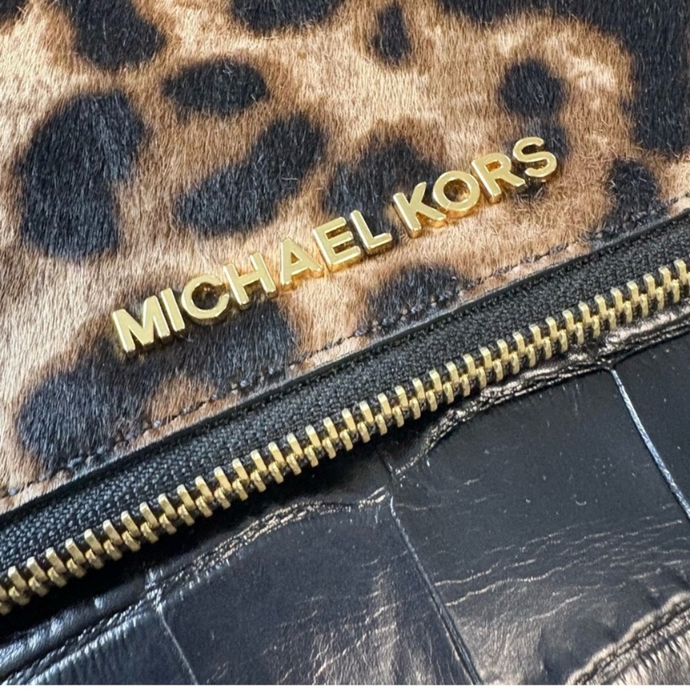 Michael Kors Calf Hair and Black Croc Print Crossbody bag clutch - Picture 8 of 12